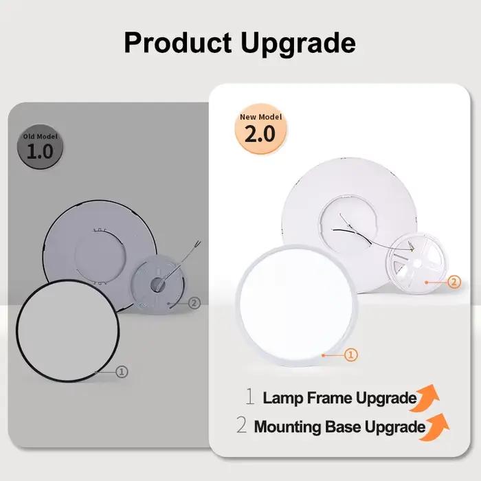 MARPOU 50CM grand plafonnier LED avec télécommande APP intelligente luminaire ultra-mince plafonnier