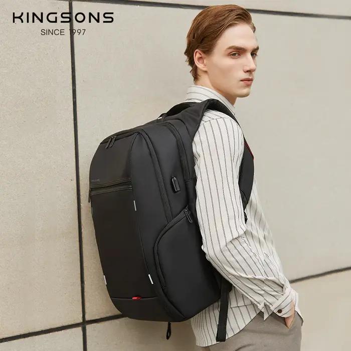 Kingsons hommes sacs à dos 15 ''17'' sac à dos pour ordinateur portable USB chargeur sac antivol sac