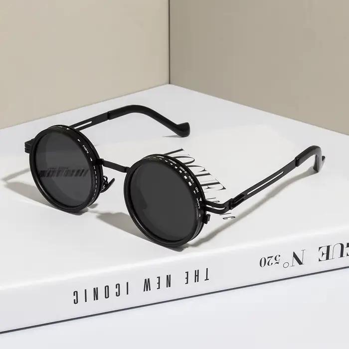 Lunettes de soleil rondes polarisées ND9 lunettes de soleil à gradation réglable hommes femmes rétro