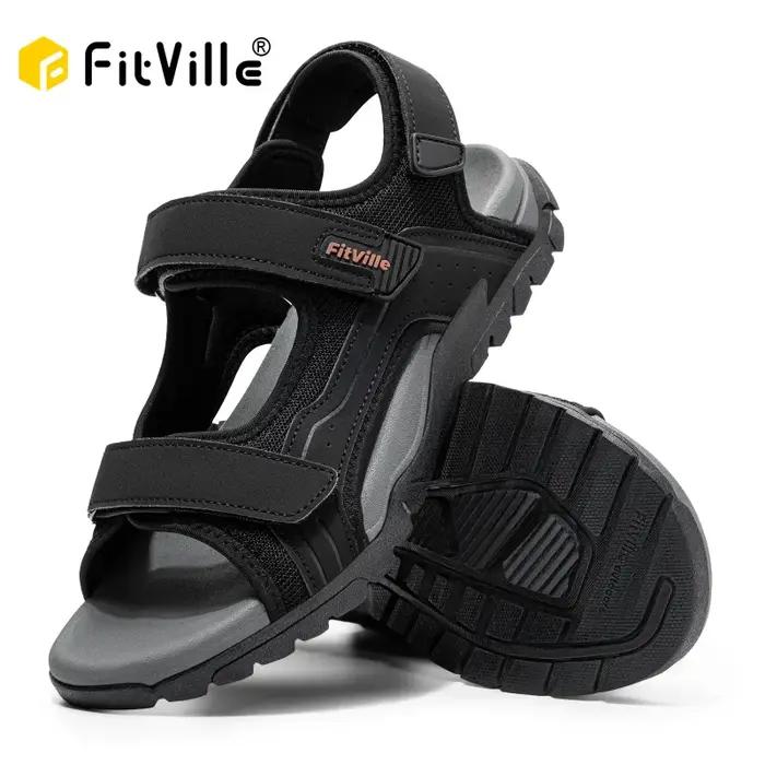 Sandales athlétiques FitVille pour hommes, avec large espace pour les orteils, soutien de la voûte p