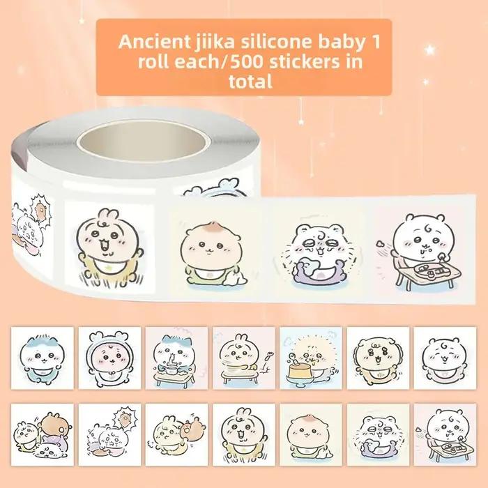 500 pièces d'autocollants antiques en rouleau de bébé Chiikawa, autocollants décoratifs personnalisé