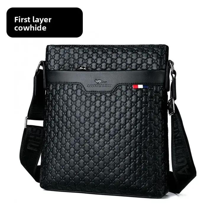 Sac à bandoulière simple pour hommes, petit sac carré en relief pour voyage d'affaires, sac à dos de