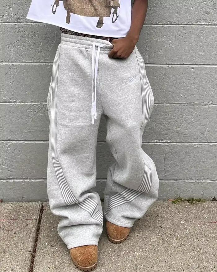 Y2k gris pantalons décontractés Vintage fonctionnel tactique hommes femmes Premium Jogging pantalon