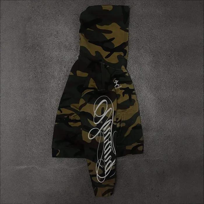 Sweat-shirt à capuche avec fermeture éclair pour hommes et femmes, mode streetwear, broderie camoufl