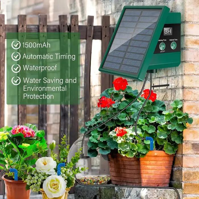 Système d'irrigation goutte-à-goutte solaire automatique, pour jardin, balcon, bricolage, tuyau d'ar