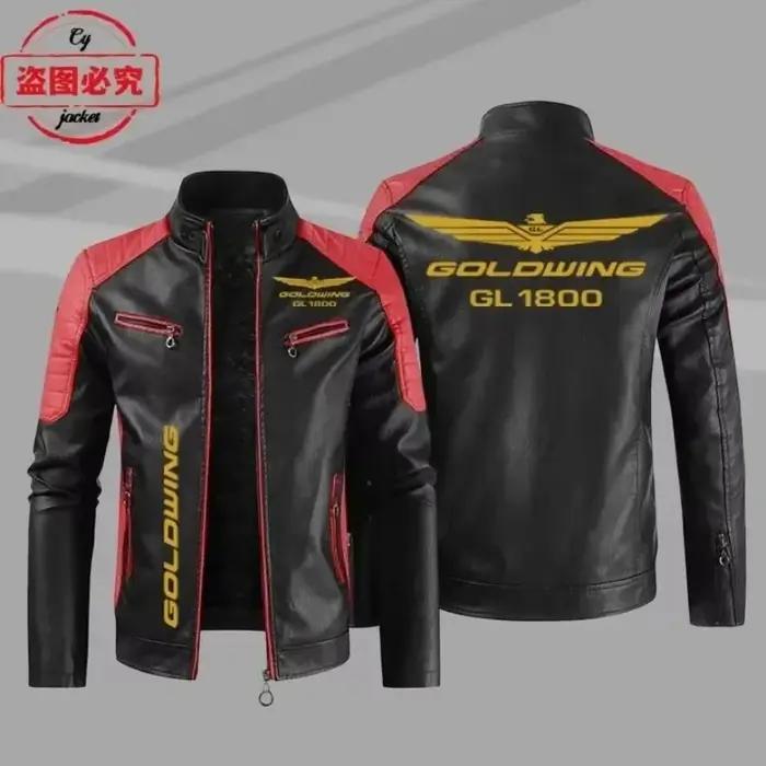 Veste en cuir lavé avec logo Gold Wing 1800 pour hommes, coupe-vent, pour l'automne, l'hiver, le pri