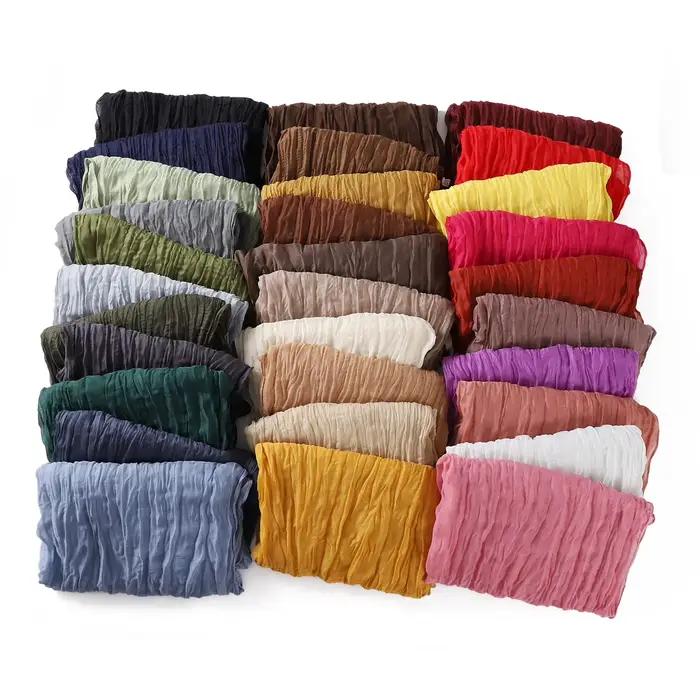 Écharpe froissée en coton pour femmes et filles, foulard léger et doux pour les journées de printemps, accessoire de mode pour étudiantes et occasions spéciales