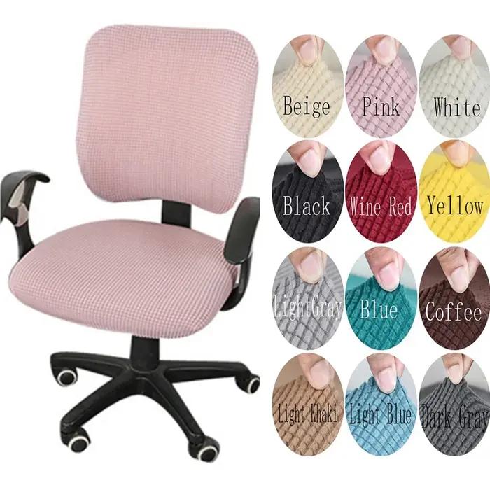 Lot de 2 housses de chaise de bureau en velours écossais très élastiques, épaisses, en spandex, pour