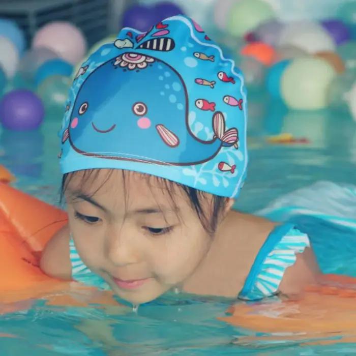 Bonnet de bain imperméable pour enfants, motif de dessin animé mignon, protège-oreilles pour bébé, c