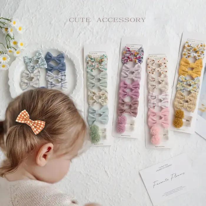 Pinces à cheveux avec nœuds pour enfants, 20 pièces/ensemble, Barrette Boutique, tissu à couverture