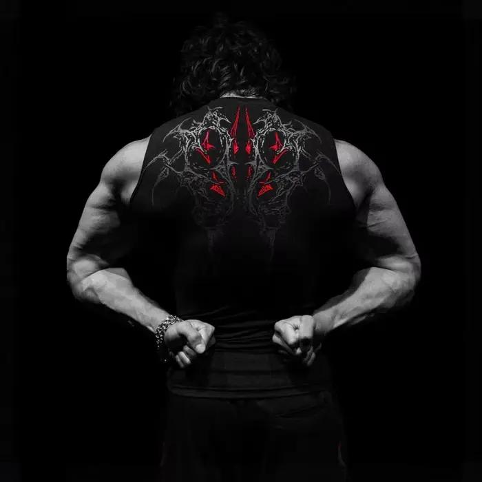 T-shirt de Style américain pour hommes, marque tendance, Style foncé, gilet de sport, Fitness, haut