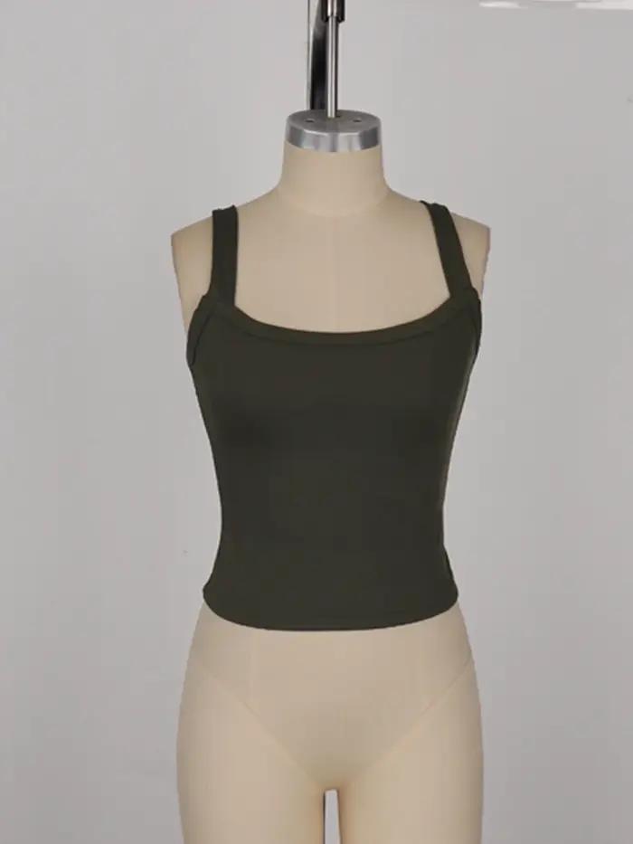 Débardeur Femme Col Basse à Bretelles Croisées Uni Extensible Moulant Sexy Midnight Hottie pour Fête