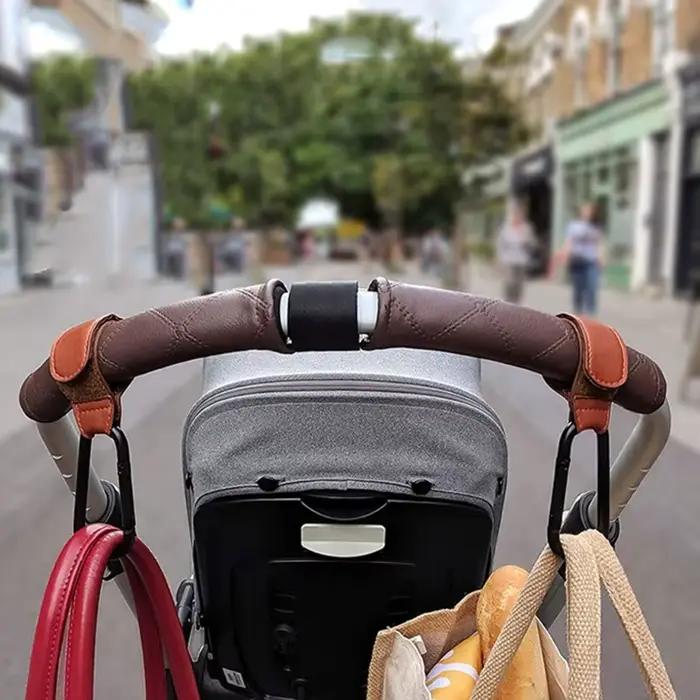 Crochet de Poussette en Cuir PU pour Bébé, Accessoire de Voyage, Réglable, pour Sac à Couches, pour Enfant Garçon et Fille