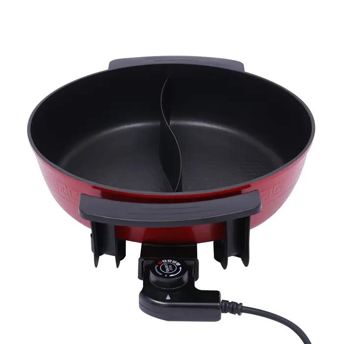 Marmite électrique Double face séparable, 6l, mise à jour, 1360W, Fondue pour 6 personnes, avec couv