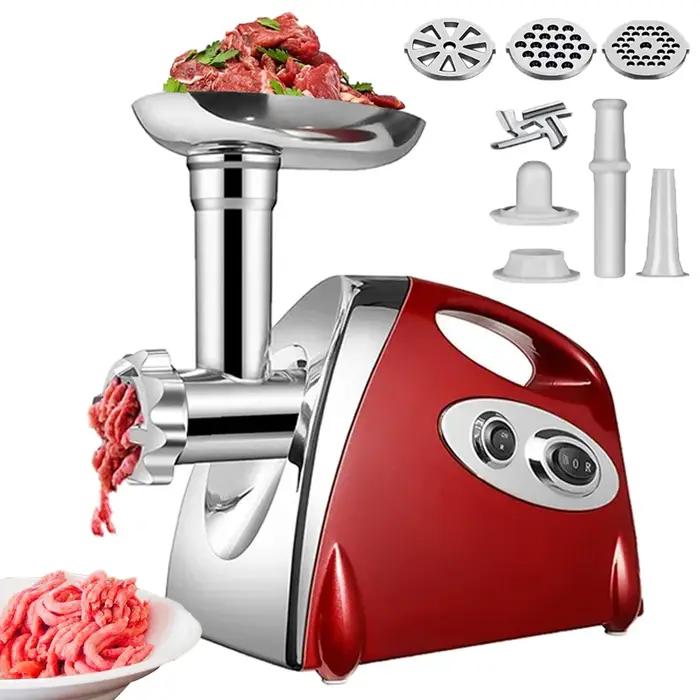 Hachoir Électrique Multifonction 2800W en Acier Inoxydable pour Viande, Légumes, Saucisses, Trancheu