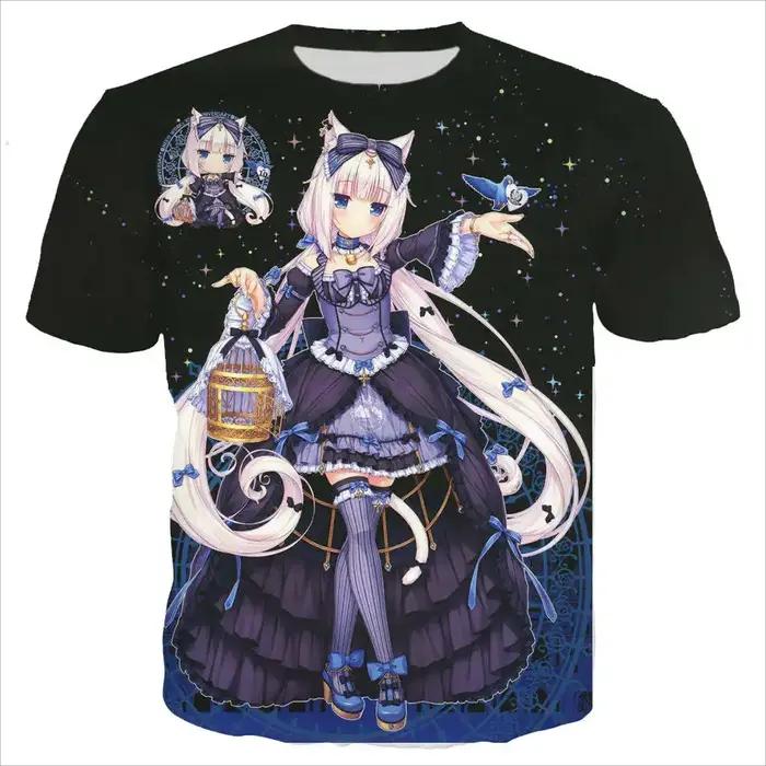 Nouveau Cool Tee Pour Hommes/femmes Nekopara Chocolat Vanille 3D Imprimé Mignon Anime À Manches Cour