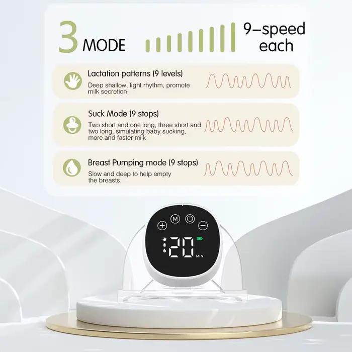Tire-lait électrique portable, mains libres, silencieux, Invisible, 3 Modes, 9 niveaux d'aspiration,