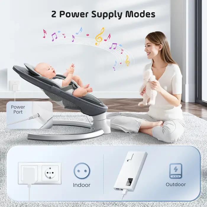Chaise vide-bébé Bluetooth électrique 5 vitesses avec télécommande et applications musicales pour bébé