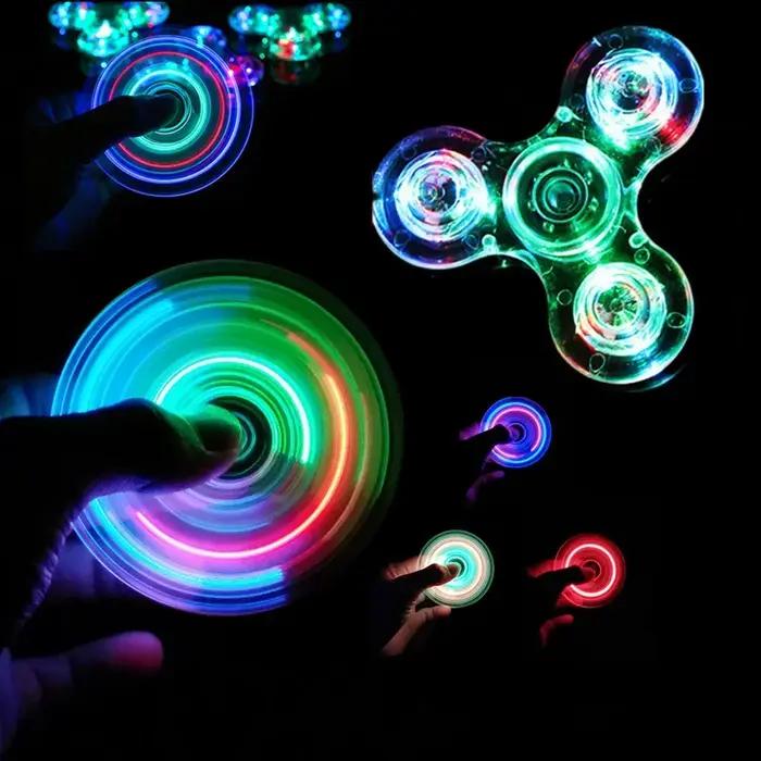 Fidget Spinner lumineux à lumière LED, briller dans la nuit, EDC Figet Spiner, jouets anti-Stress po