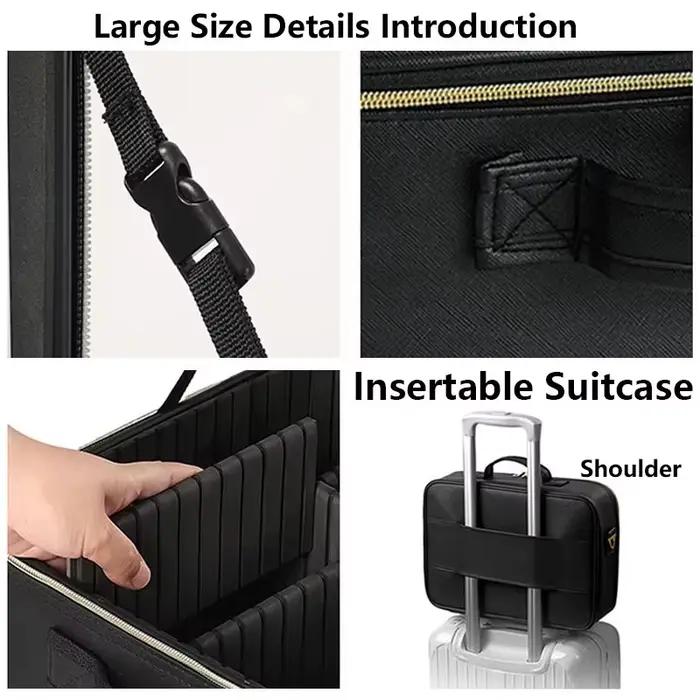 Trousse de maquillage de voyage de grande taille avec miroir, étui de maquillage de manucure de beau