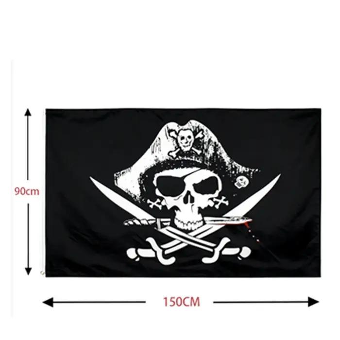 Nouveau une pièce 90*150CM Polyester Pirate singe D. Luffy crâne drapeau une pièce chapeau de paille