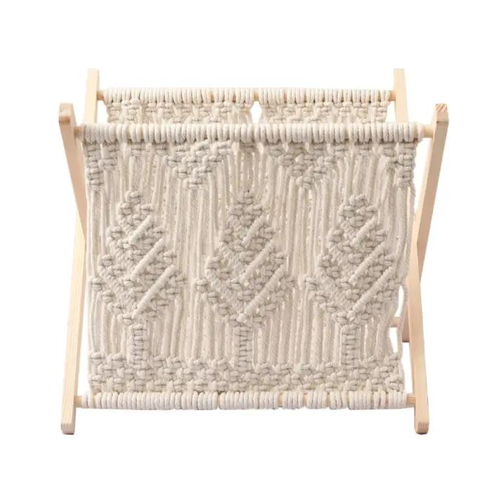 Porte-revues en macramé, style Boho, panier rangement sur pied pour journaux, livraison directe