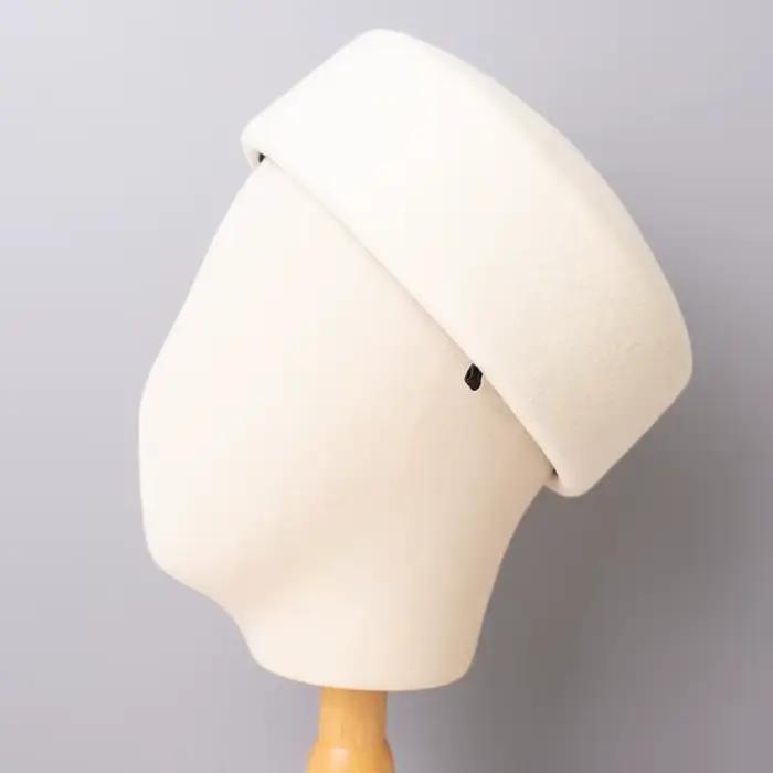 Vintage dur haut plat Fedoras chapeaux femmes 100% laine feutre bérets chapeau mariage Fascinator ca