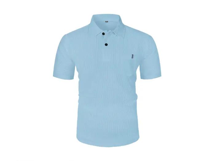 POLO d'été avec poche à revers en soie glacée, T-shirt à manches courtes pour hommes, haut de vêteme