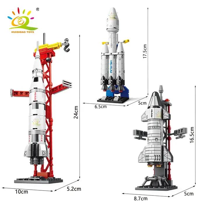 HUIQIBAO – Mini fusée d'aviation, blocs de Construction, Station aérospatiale spatiale, briques, jou