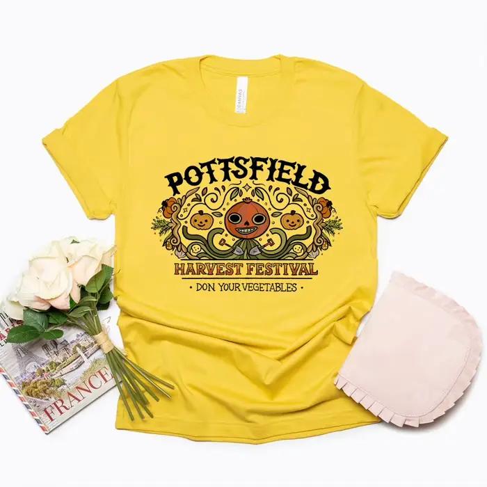 Pottsfield – T-shirt d'halloween au mur de jardin, image Vintage de Festival de récolte, citrouille