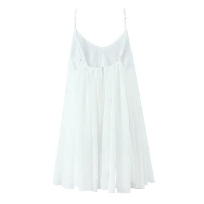 BO00-Robe courte à bretelles dos nu pour femmes, col rond, fermeture à glissière au dos, mini robes
