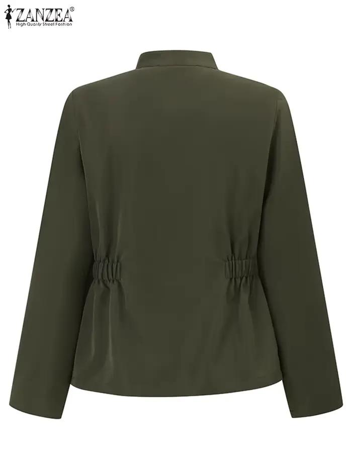 ZANZEA mode automne à manches longues solide coupe ajustée manteaux Vintage femmes vestes de travail
