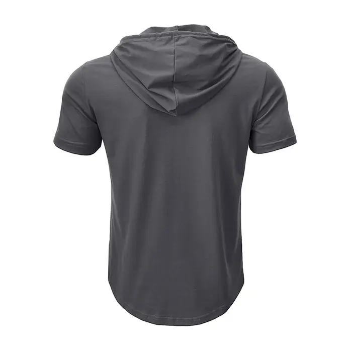 T-shirt à capuche pour hommes, Slim, Fitness, manches courtes, léger, Fitness, respirant, hauts de s