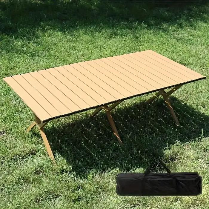 Table de pique-nique pliante, table de camping enroulable portable de 4 pieds, table en rouleau d'œu
