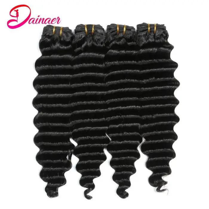 Tissage en Lot Brésilien Naturel Deep Wave avec Closure, 4x4