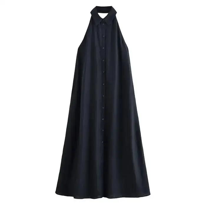 Robes d'été pour femmes 2026 : Nouvelle robe longue élégante à col halter pour les vacances, robe ch
