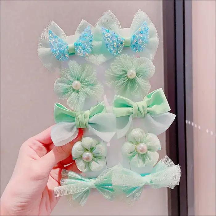Ensemble 10 pièces épingle cheveux nœud princesse fille - Accessoires bébé mignons vente en gros