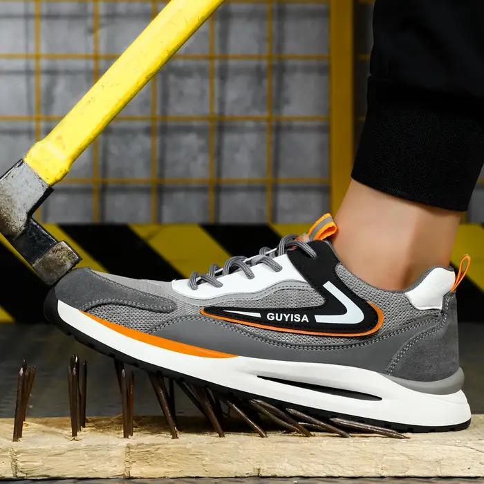 Chaussures de travail GUYISA pour hommes, avec embout en acier anti-écrasement et anti-perforation,