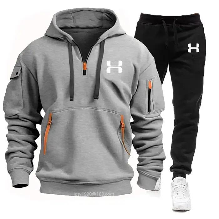 Sweat à capuche à manches longues et pantalon de sport et de loisirs pour hommes, combinaison de jog