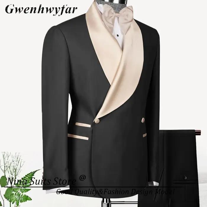 Nina Store – costumes à Double boutonnage pour hommes, Blazer bleu marine, pantalon formel à revers