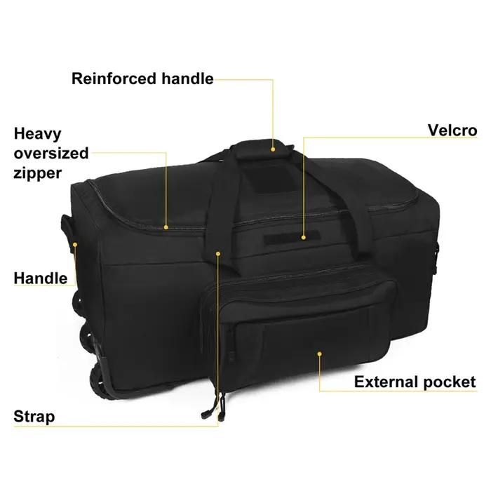 Sac polochon tactique de grande capacité 124l, bagages roulants pour Camping robuste, randonnée, val