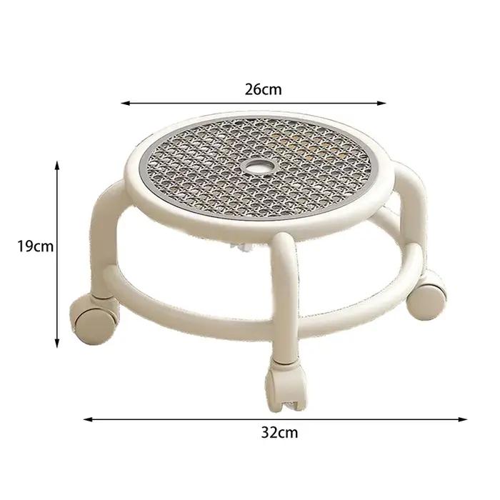 Tabouret roulant pivotant universel rond bas petite roue grise enfants adulte forte capacité rangeme