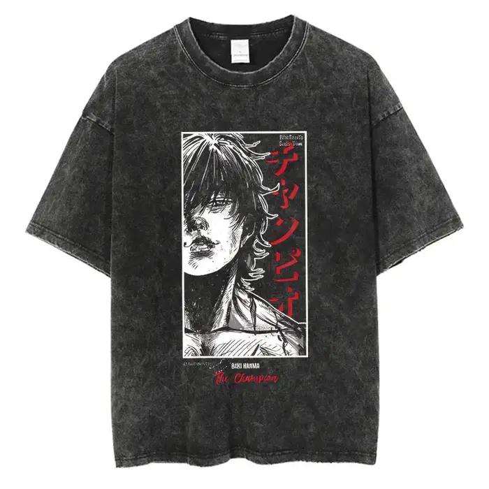 Anime Baki Haman t-shirts Harajuku Vintage 100% coton 2024 nouveau T-shirt lavé pour hommes Hip Hop