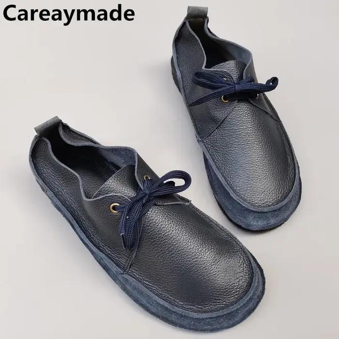Careaymade-Chaussures décontractées en cuir véritable pour hommes et femmes, coordonnantes, à lacets