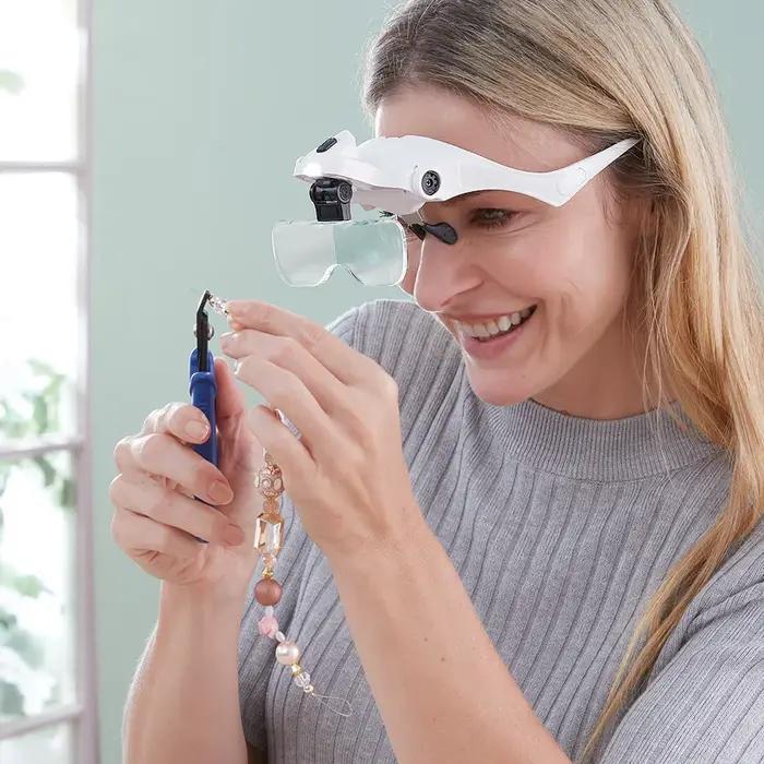 Loupes de lecture bijoutier montre Loupe éclairée 5 lentilles 2 lumières LED bandeau réglable Loupe