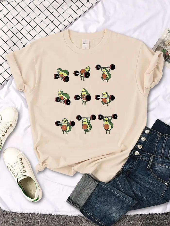 T-shirt femme avocat image de dessin animé t-shirt d'haltérophilie pour femmes Harajuku décontracté