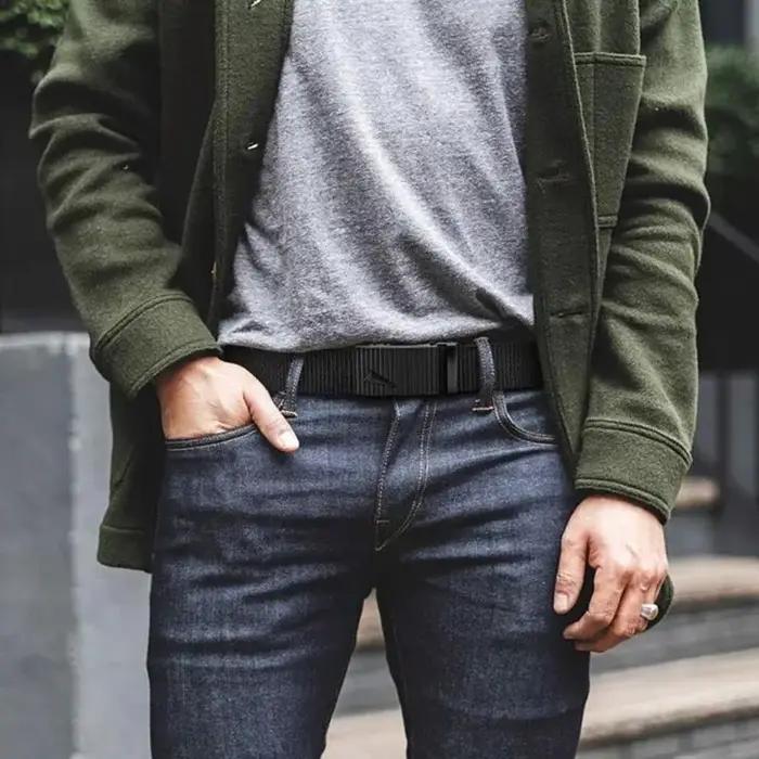 Ceinture de sport en toile automatique pour hommes, sangle en nylon, sangle en métal, travail en ple