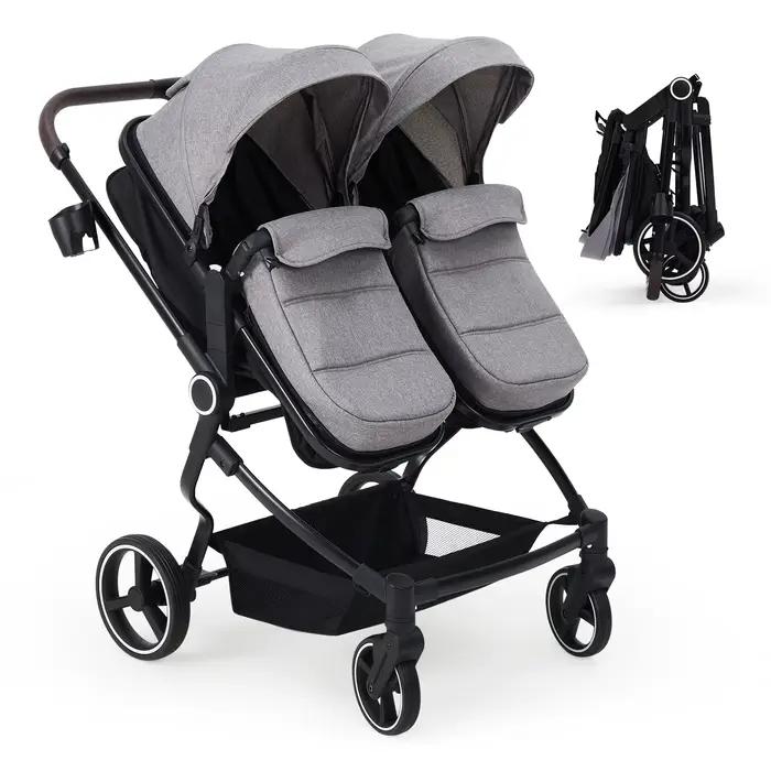 Poussette double pour nouveau-né et tout-petit, poussettes Tandem avec pli compact léger, cancline r
