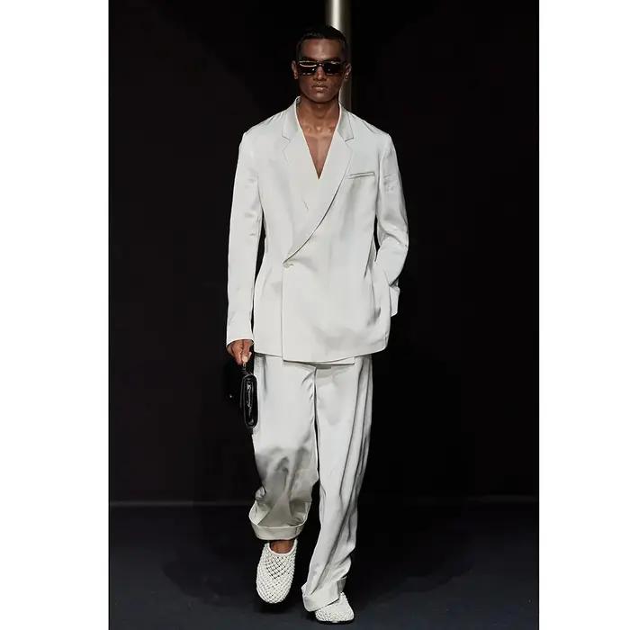 Costume Blanc à Revers à Encoche et un Bouton pour Homme, Tenue de Voyage Chic et Décontractée, Smok