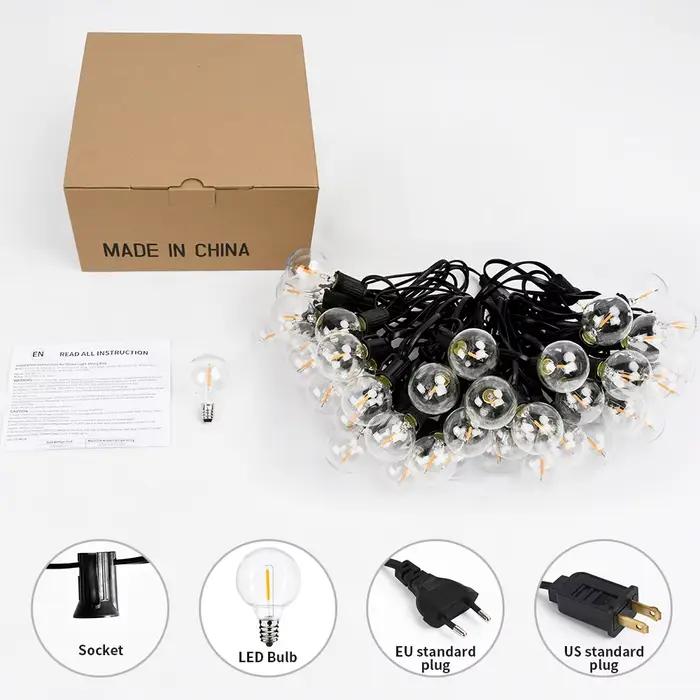 Guirlande lumineuse LED de 30M, guirlande lumineuse pour fête, guirlande lumineuse G40, blanc chaud,